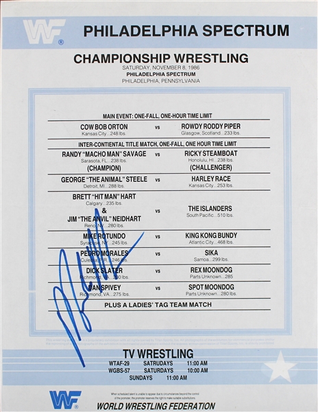Macho Man Randy Savage Signed 8.5" x 11" WWF Wrestling Match Flyer (JSA)