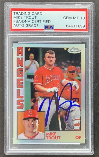 Mike Trout Signed 2019 Topps Chrome Refractor #84TC-17 w/ Gem Mint 10 Auto! 