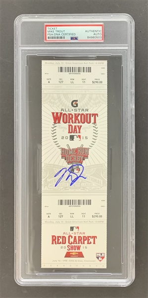 Mike Trout Signed 2015 All-Star Workout Day Ticket - First All-Star Game MVP! (PSA/DNA Encapsulated)