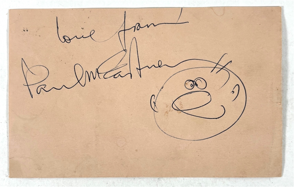 Beatles: Paul McCartney Signed Page w/ Doodle Sketch (PSA/DNA LOA)