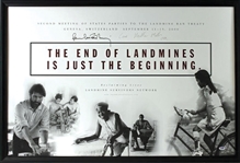The Beatles: Paul McCartney & Heather Mills Signed & Framed 27"x40" Landmine Ban Treaty Poster (PSA/DNA)