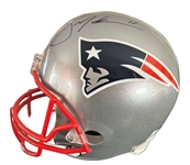 Tom Brady, Julian Edelman, & Rob Gronkowski Signed Full Sized Patriots Helmet (Beckett/BAS)(Tristar)(Gronk Holo)