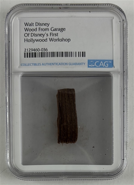 Walt Disney’s First Hollywood Workshop Wood Artifact (CAG Encapsulated)	