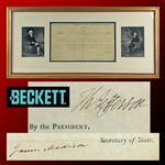 Thomas Jefferson & James Madison Superb Dual Signed 1805 Presidential Appointment with Bold Signatures! (Beckett/BAS LOA)