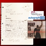 Tupac Shakur Handwritten Working Lyrics for "Throw Your Hands Up" Published Song - Black Panther Inspired! (JSA LOA & ACOA LOA)