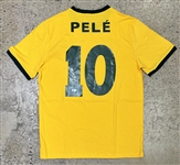 Pele Signed Brazil Style Soccer Jersey (Beckett/BAS)