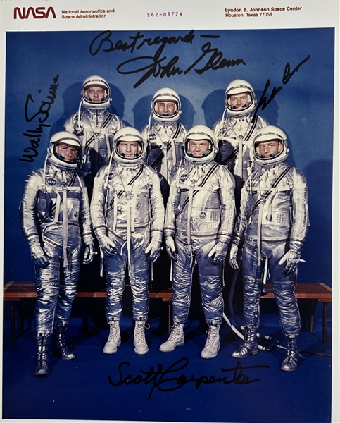 Mercury 7 Crew Signed 8" x 10" Color Photo with Glenn, Cooper, Schirra & Carpenter (Beckett/BAS LOA)