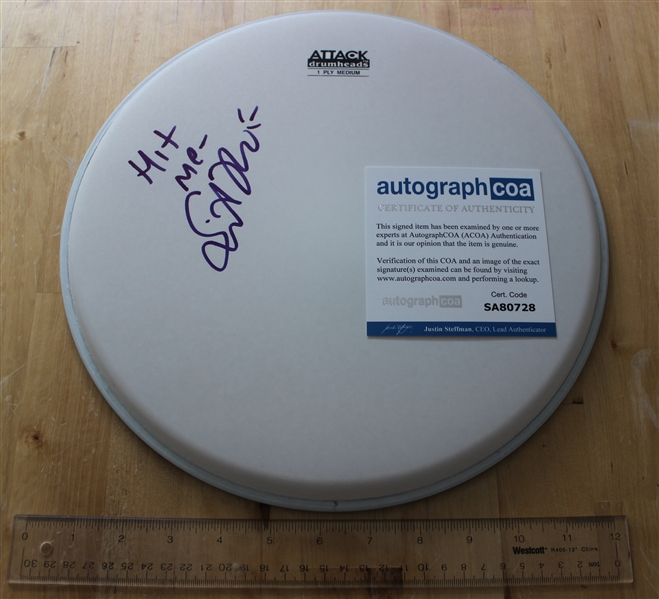 Janes Addiction: Stephan Perkins Signed 14" Drumhead and Drumstick (ACOA)