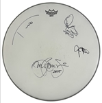 Bon Jovi Group Signed 19 2005 Tour Used Drumhead w/ 4 Sigs! (ACOA LOA)