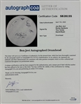 Bon Jovi Group Signed 19 2005 Tour Used Drumhead w/ 4 Sigs! (ACOA LOA)