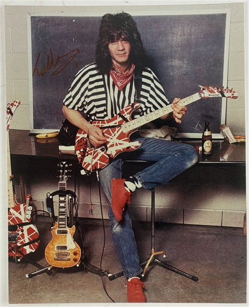 Eddie Van Halen Signed 11" x 13.75" Photo (ex. John Brennan Collection)(JSA LOA)