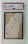 Louis Armstrong Signed  3.5 x 2.5 Segment (PSA/DNA Encapsulated)