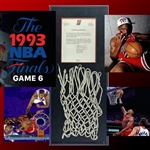 1993 NBA Finals Game 6 Court Used Net :: Historic Series-Clinching Win for Bulls :: Jordans 1st 3-Peat & Final Game Before 1st Retirement! (Suns LOA)