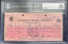 The Beatles: John Lennon Rare 1970 Signed Check (Beckett/BAS Encapsulated)(Tracks LOA)