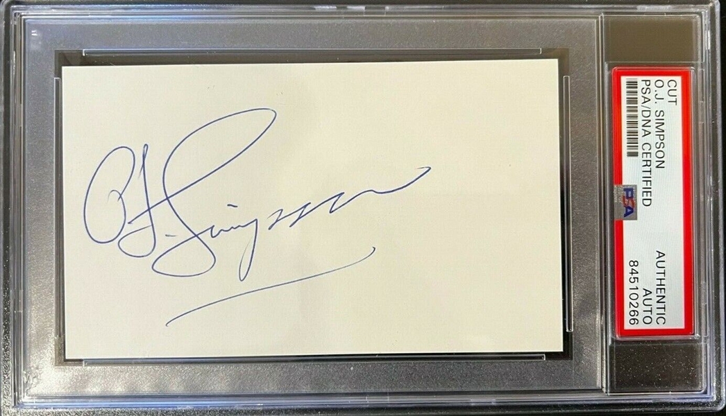 OJ Simpson Signed 3" x 5" Segment (PSA/DNA Encapsulated)