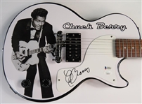 Chuck Berry Signed Epiphone Junior Electric Guitar with Custom Graphics (Beckett/BAS COA & JSA LOA)