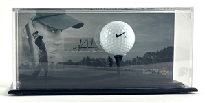 Tiger Woods Signed Limited Edition Commemorative Card Display #373/500 with Range Driven Nike Golf Ball (UDA Hologram)