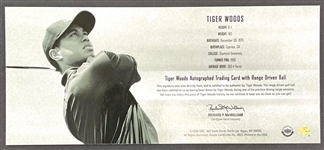 Tiger Woods Signed Limited Edition Commemorative Card Display #373/500 with Range Driven Nike Golf Ball (UDA Hologram)
