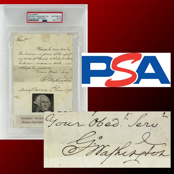 George Washington Handwritten Letter from Mount Vernon (1798)(PSA/DNA Encapsulated)