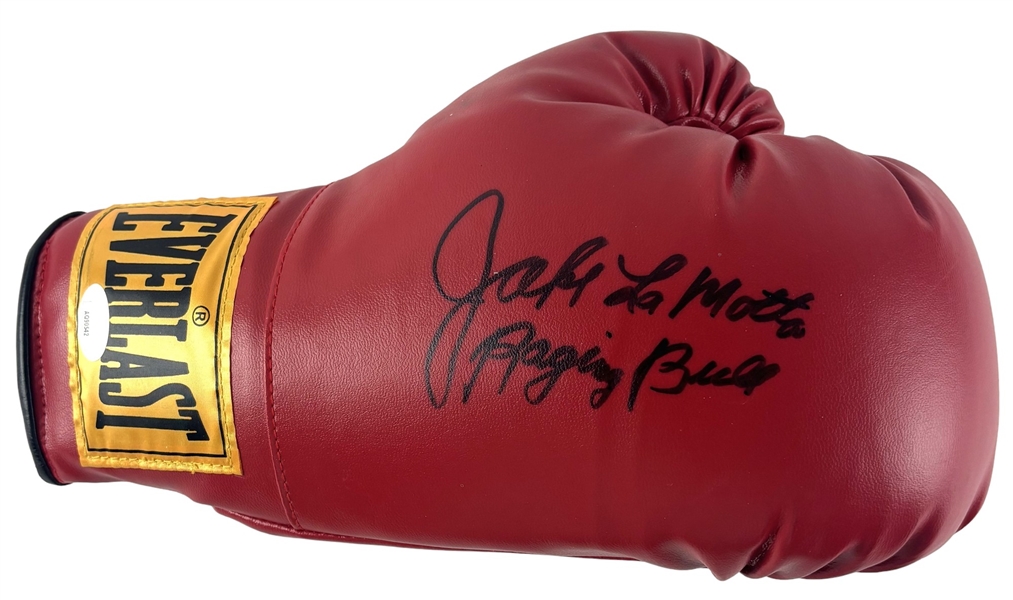 Jake Lamotta Signed "Raging Bull" Red Everlast Boxing Glove (JSA sTICKER)