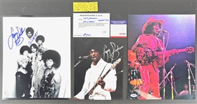 Funk & Soul Lot of 4: Sly Stone and Larry Graham and Jerry Martini Signed Photos & Concert Ticket (PSA/DNA and Third Party Guarantee) 