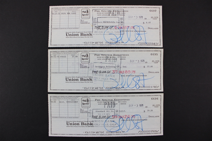 Phil Spector Signed Bank Checks - 3-Each (Third Party Guarantee)