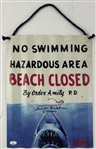 Jaws: Susan Backlinie Signed No Swimming, Beach Closed Sign (JSA)