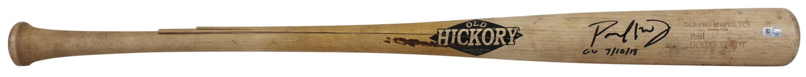 Paul Goldschmidt 2018 Game Used & Signed Person Model Old Hickory Model Baseball Bat :: Used 7/10/2018 vs. Rockies (MLB Holo & Beckett/BAS)