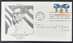 Combat Medic Desmond T. Doss Signed 4 x 6.5 Envelope (Beckett/BAS)	
