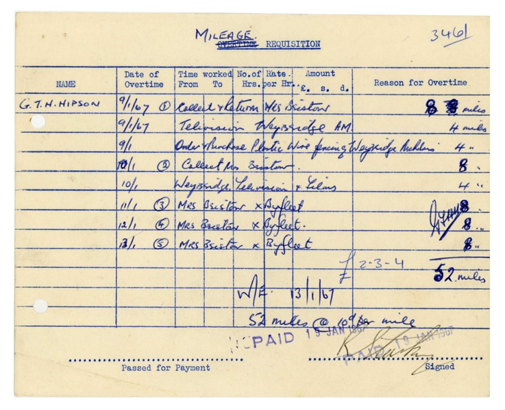The Beatles: Ringo Starr 1967 Signed Employee Payment Sheet (Tracks LOA)(Third Party Guaranteed)