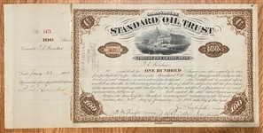John D Rockefeller Signed 1885 Stock Certificate (Beckett/BAS LOA)