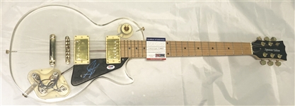 Aerosmith: Steven Tyler & Cyndi Lauper Signed Pickguard on a Clear Acrylic Guitar (PSA/DNA)