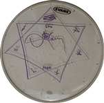 Tool: Dany Carey Signed Concert Used Evans Drumhead w/ Sketches (JSA)
