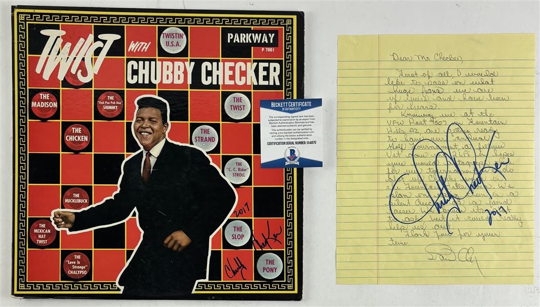 Chubby Checker 2017 Signed Lot w/ Album & Personal Letter (Beckett/BAS)