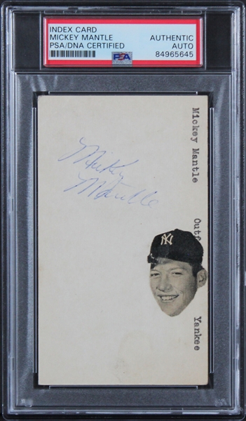 Mickey Mantle Vintage Signed 3" x 5" Card with Rookie Era Autograph (PSA/DNA Encapsulated)