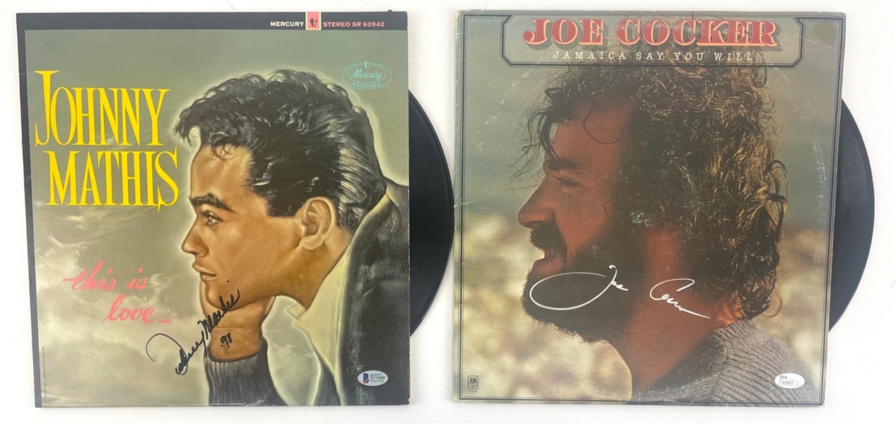 Lot of 2: Joe Cocker & Johnny Mathis Signed Albums (JSA and Beckett/BAS)