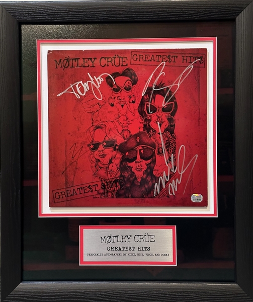 Motley Crue Group Signed "Greatest Hits" Record Album in Custom Framed Display (Beckett/BAS LOA & Fanatics Hologram)