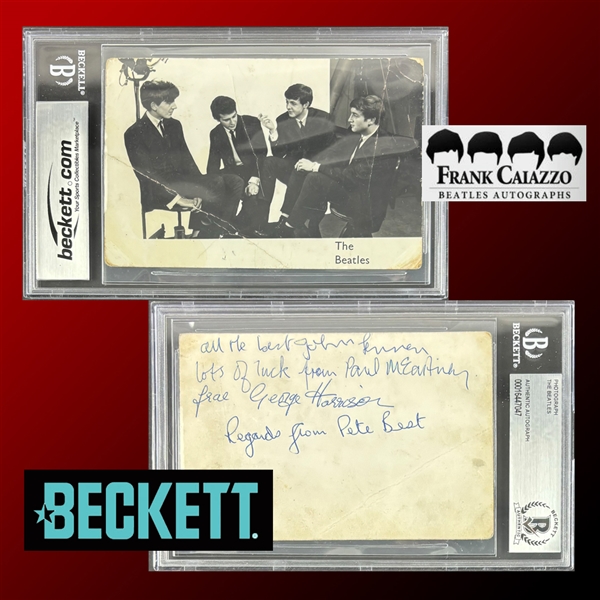 The Beatles ULTRA RARE Early 3.5" x 5.5" Promo Photocard Featuring The Original Lineup with Pete Best! (Beckett/BAS Encapsulated & Caiazzo LOA)