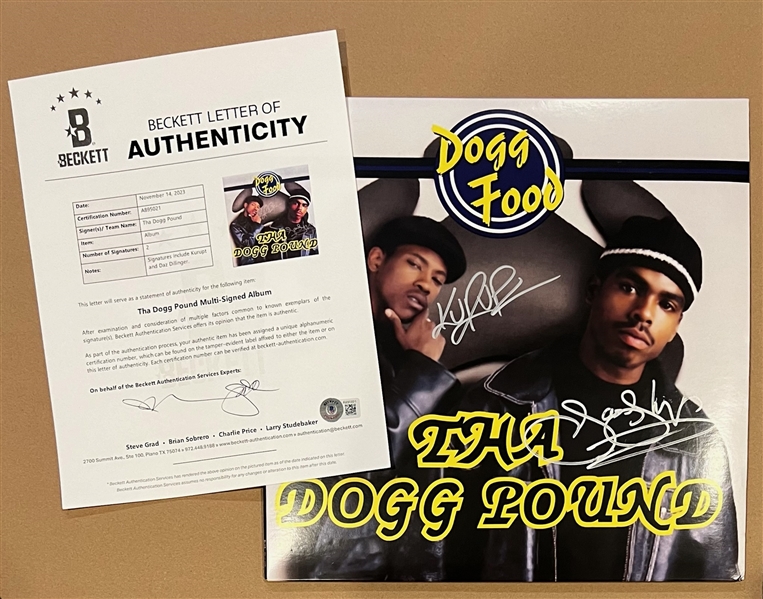 Tha Dogg Pound: Kurupt & Daz Dillinger Signed "Dogg Food" Record Album (Beckett/BAS LOA)