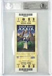 Tom Brady Signed 2005 Super Bowl XXXIX Ticket with GEM MINT 10 Autograph (Beckett/BAS Encapsulated)