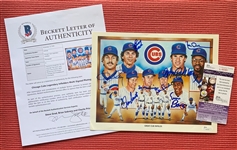 Chicago Cubs Vintage 1980's Great Cub Infields Unocal Promo Photo w/ 8 Sigs! (Beckett/BAS LOA)(JSA COA)