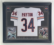 Walter Payton Signed Chicago Bears Jersey with 5 Handwritten Inscriptions in Custom Framed Display (Payton Foundation Sticker)
