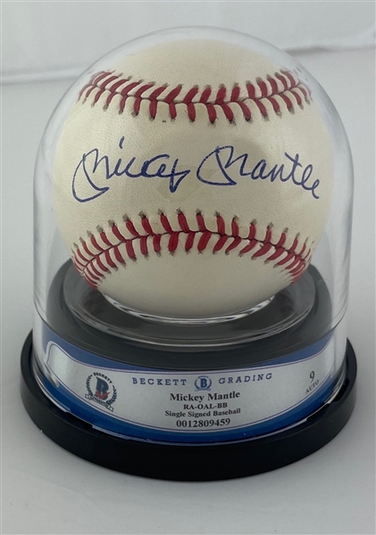 Mickey Mantle Signed and Encapsulated OAL Baseball Graded Mint 9! (Beckett/BAS)