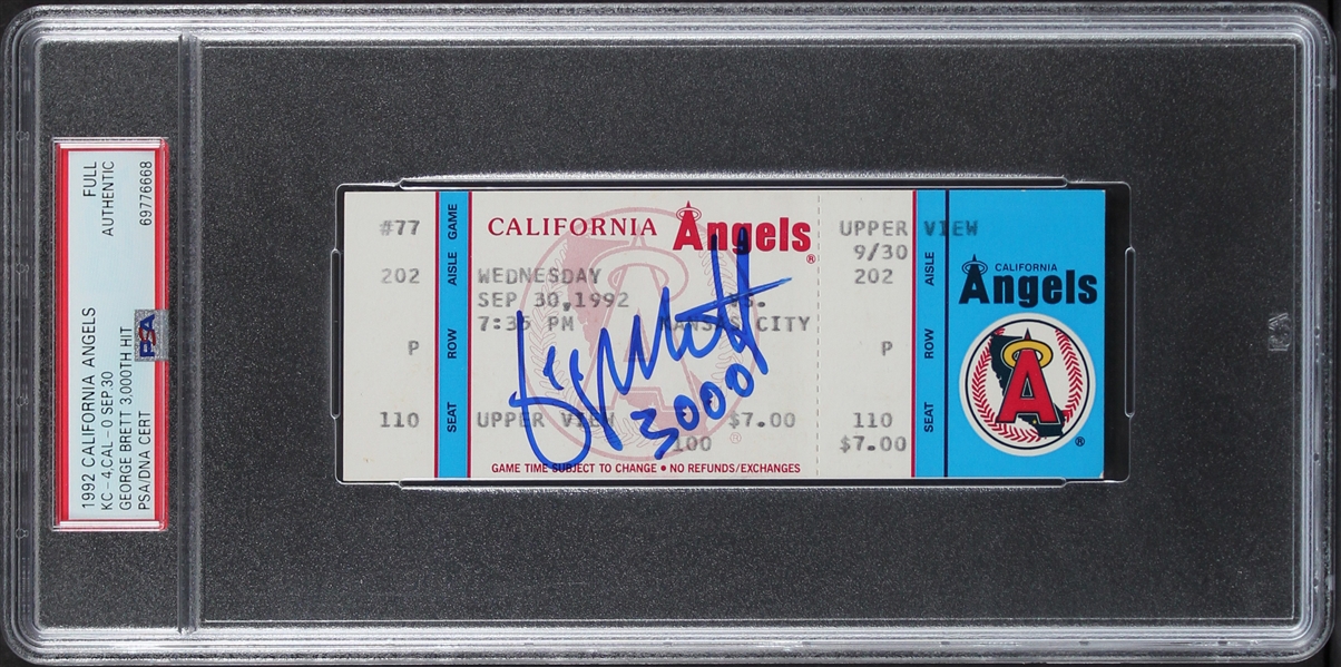 George Brett Signed & Inscribed Ticket for 3,000 Career Hit (PSA/DNA)