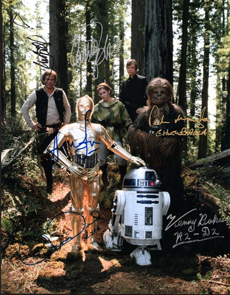 Star Wars: Fisher, Daniels, Ford, Hamill, Baker & Mayhew Signed 11" x 14" Photo (Beckett/BAS LOA)