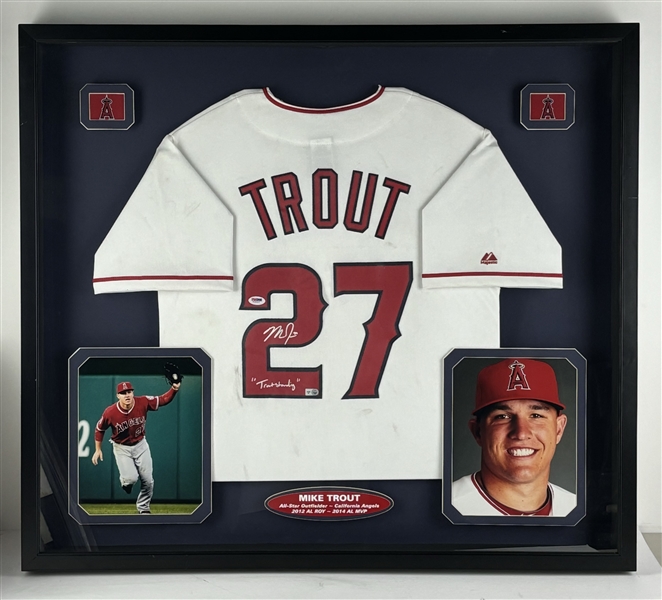 Mike Trout Signed Angels Jersey in Framed Display (PSA/DNA)(MLB Holo)