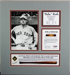 Babe Ruth 19 x 20 Custom Matted Game-Used Baseball Bat Piece Red Sox Display (PSA)