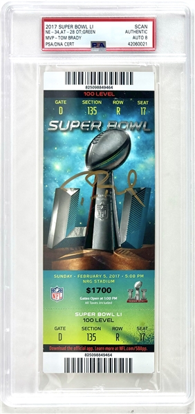 Tom Brady Signed Super Bowl LI Game Ticket :: PSA/DNA Authenticated & Encapsulated