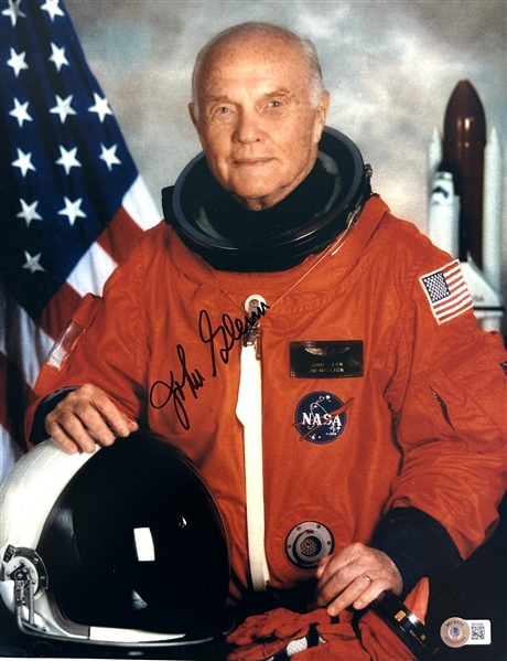 John Glenn Signed 11" x 14" Color Photo in Flight Suit (Beckett/BAS)