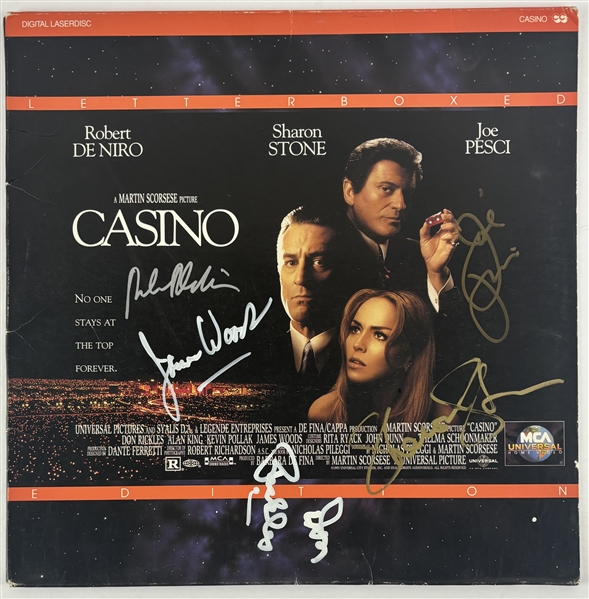 Casino: Impressive Cast Signed LaserDisc Cover w/ DeNiro, Stone, Pesci, Rickles, & Woods! (Beckett/BAS LOA)